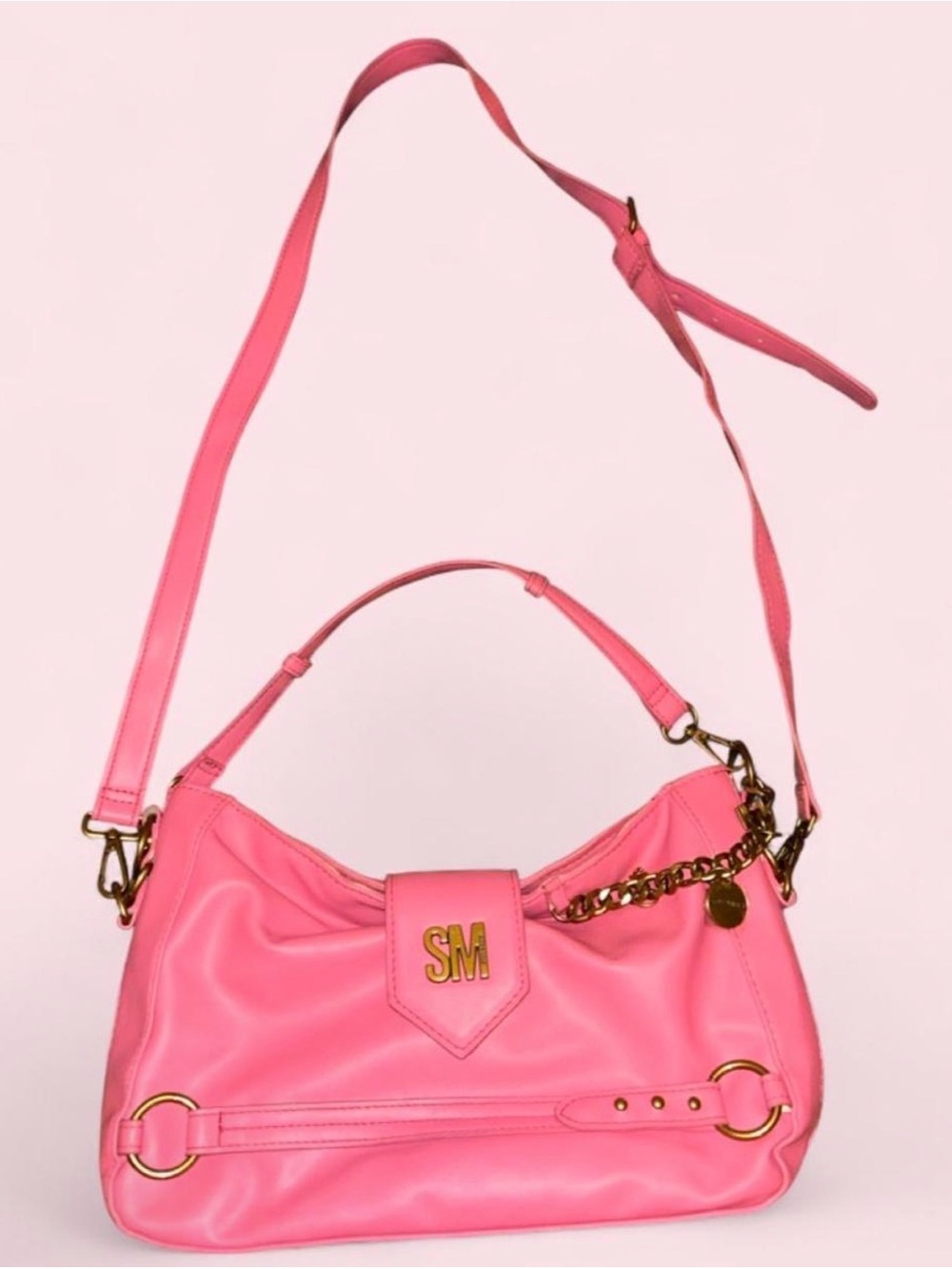 Steve Madden Pink Crossbody and shoulder bag with Gold Chain Accents